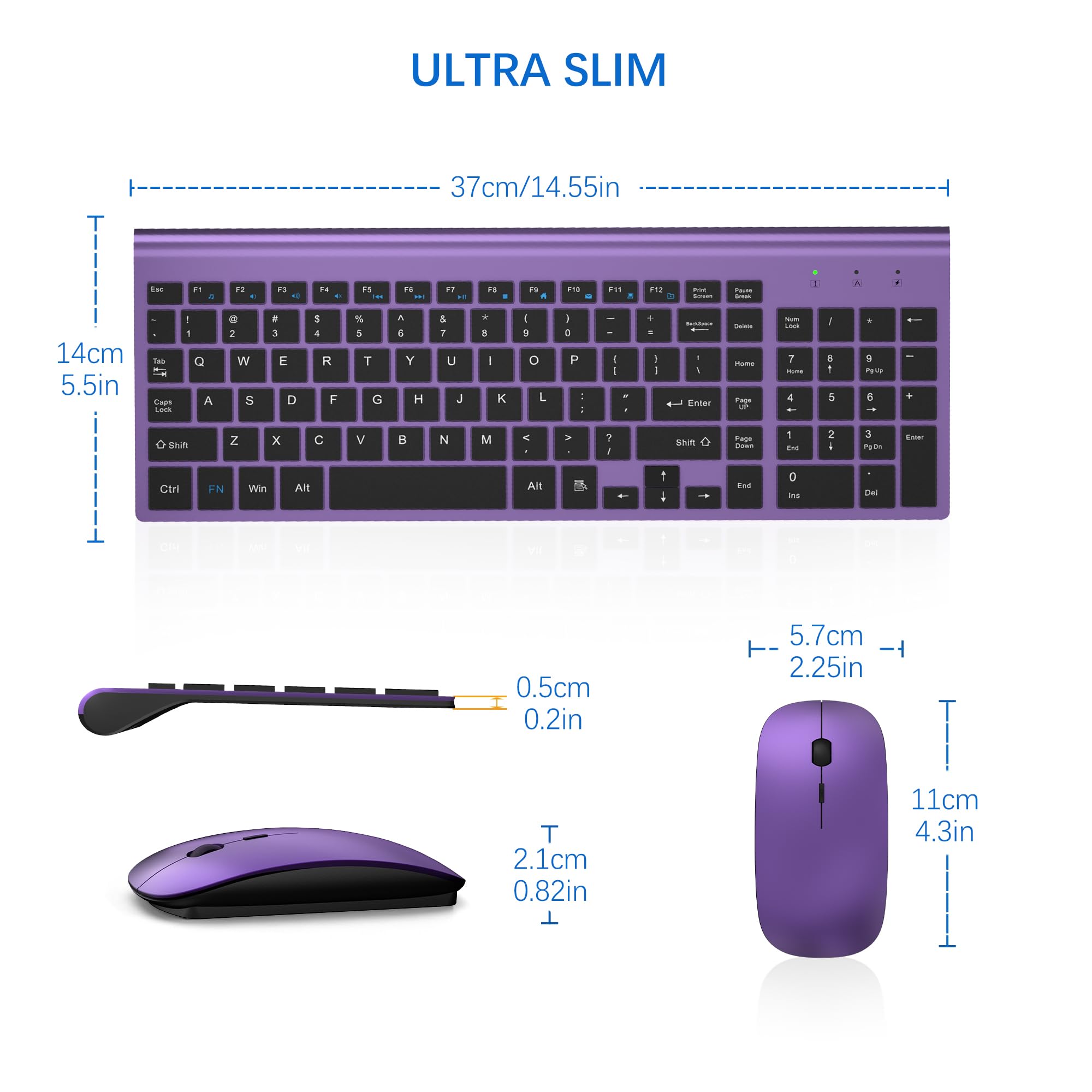 Foto 7 pulgar | Combo De Teclado Y Ratón Inalámbricos Topmate Ultra Slim Purple - Venta Internacional.
