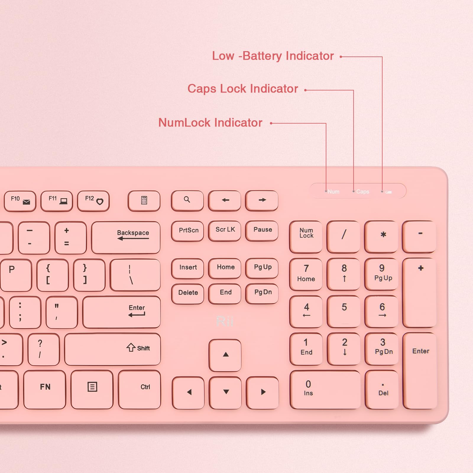 Foto 4 pulgar | Combo De Teclado Y Ratón Inalámbricos Rii Standard Office (rosa) - Venta Internacional.
