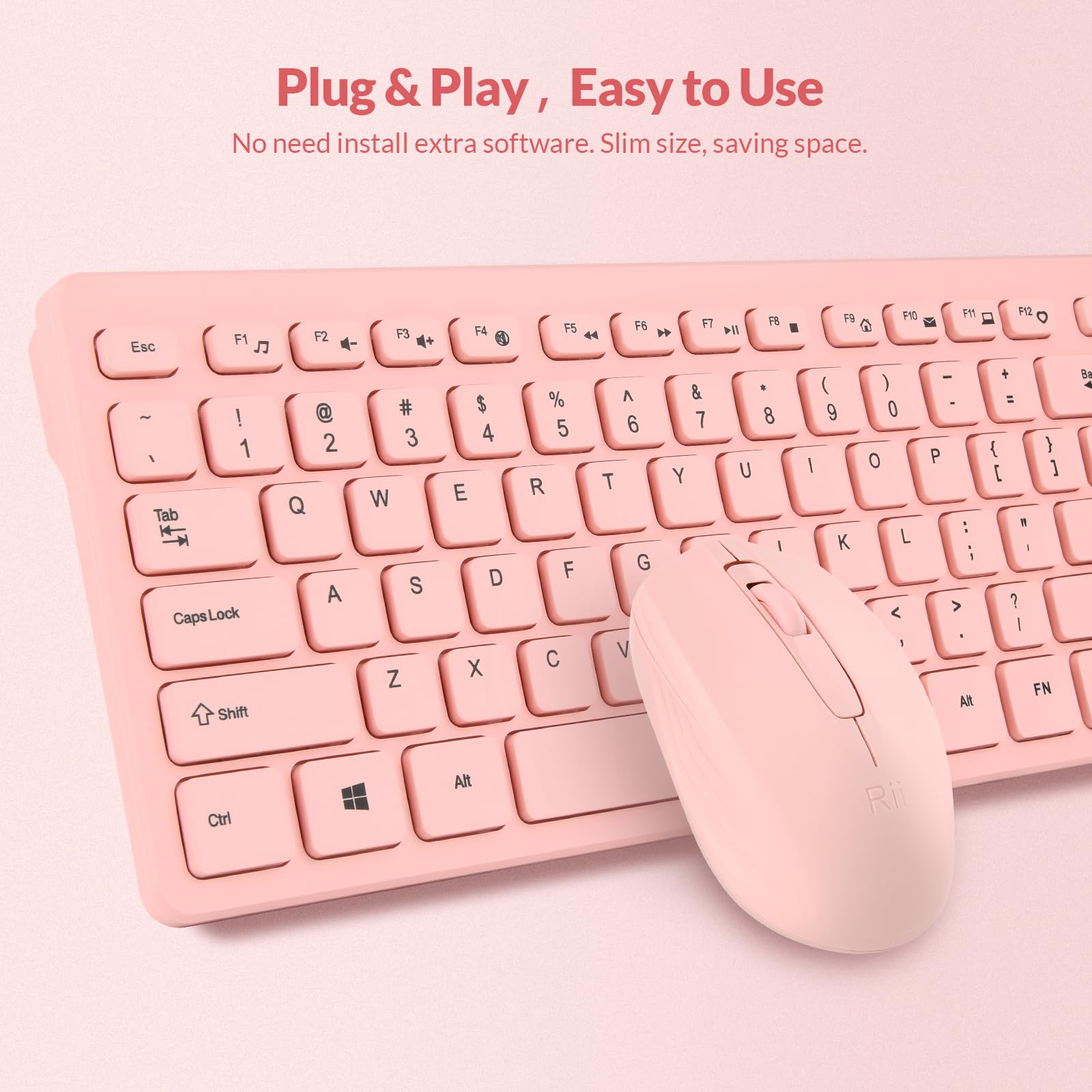 Foto 5 pulgar | Combo De Teclado Y Ratón Inalámbricos Rii Standard Office (rosa) - Venta Internacional.