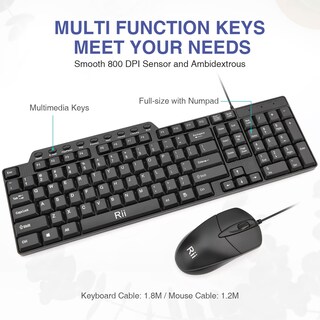 Foto 6 | Combo de Teclado y Mouse Alámbrico Rii Rk203-Venta Internacional