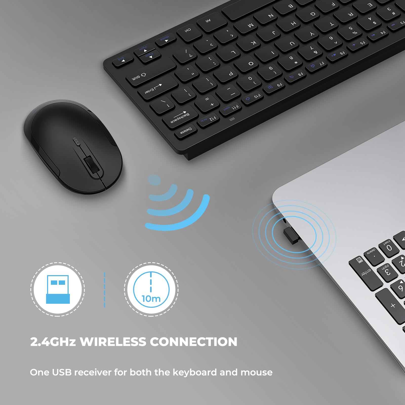 Foto 2 | Combo De Teclado Y Ratón Inalámbrico Vssoplor Ultra Thin Black - Venta Internacional.