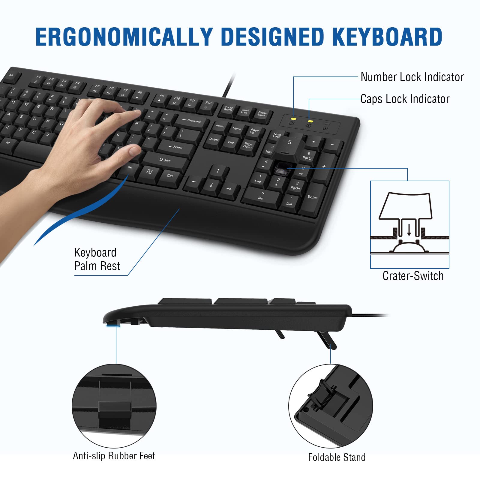 Foto 3 pulgar | Combo De Teclado Y Ratón Edjo Ergonómico De Tamaño Completo - Venta Internacional.