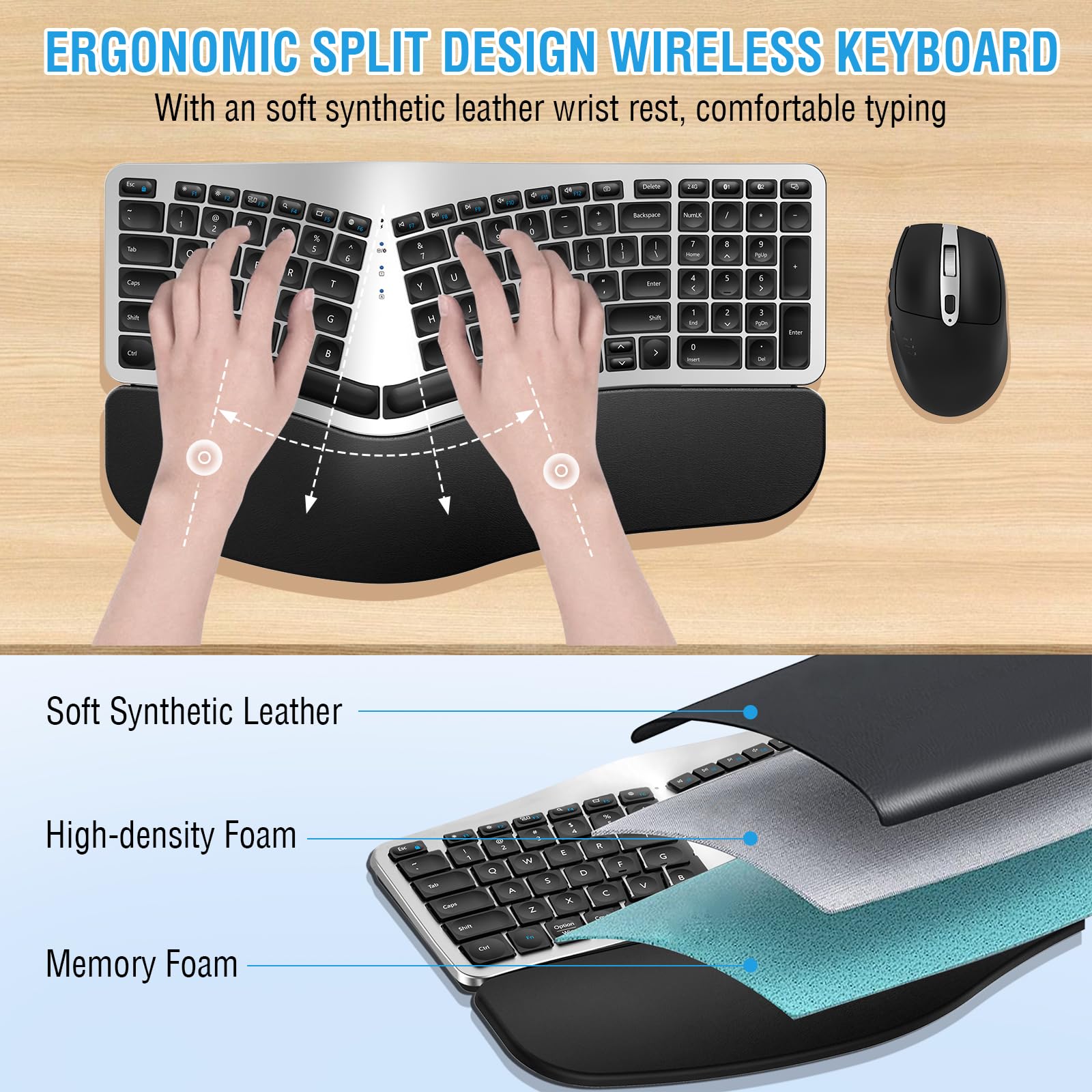 Foto 3 pulgar | Combo De Teclado Y Ratón Inalámbrico Edjo  Ergonómico Y Recargable - Venta Internacional.