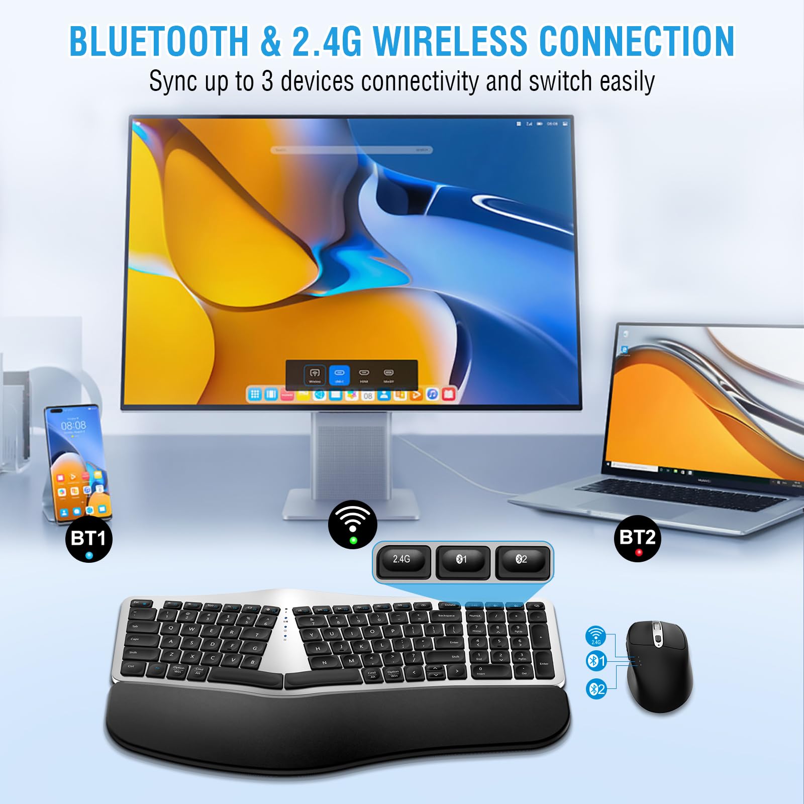 Foto 4 pulgar | Combo De Teclado Y Ratón Inalámbrico Edjo  Ergonómico Y Recargable - Venta Internacional.