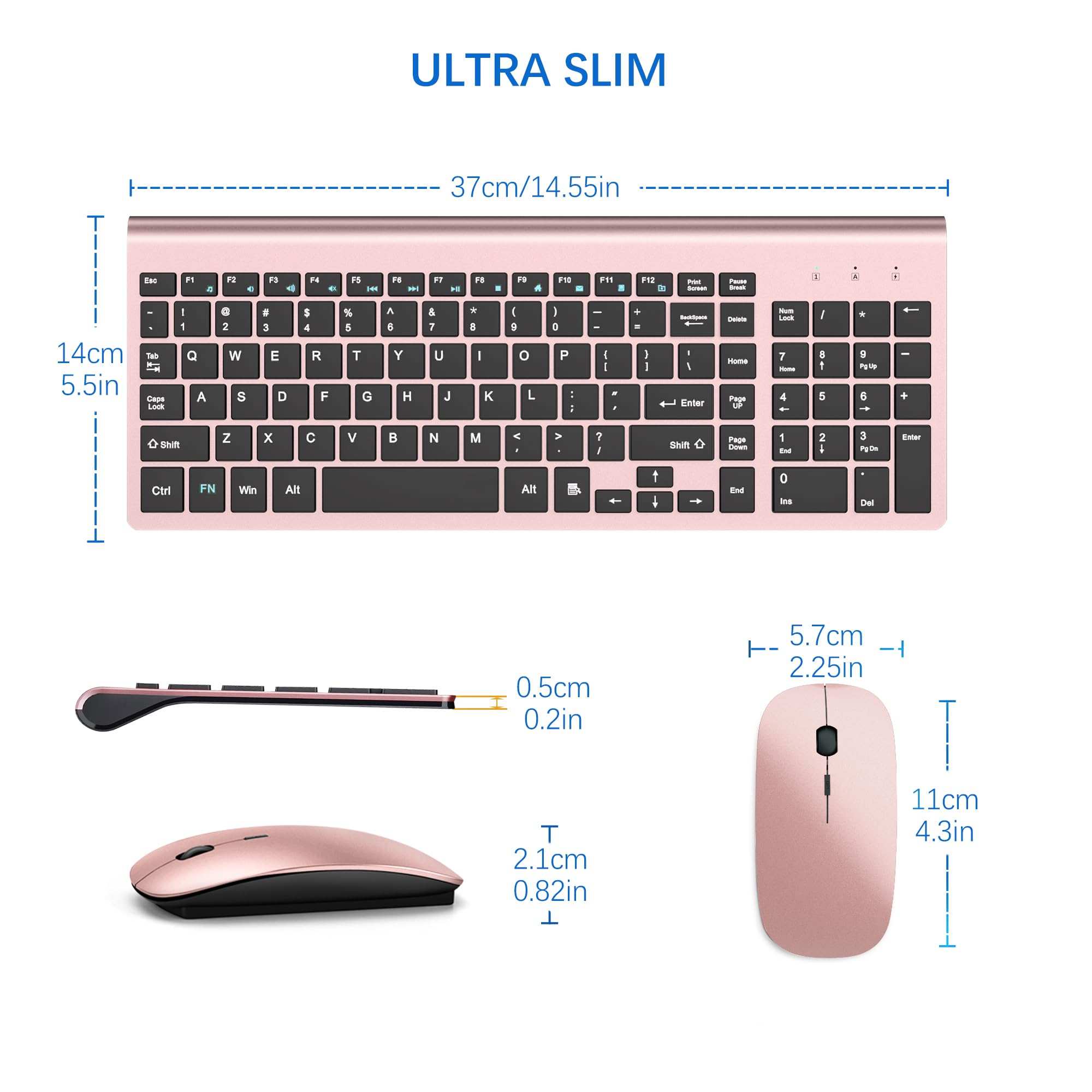Foto 7 pulgar | Combo De Teclado Y Ratón Inalámbricos Topmate Ultra Slim Rose Gold - Venta Internacional.