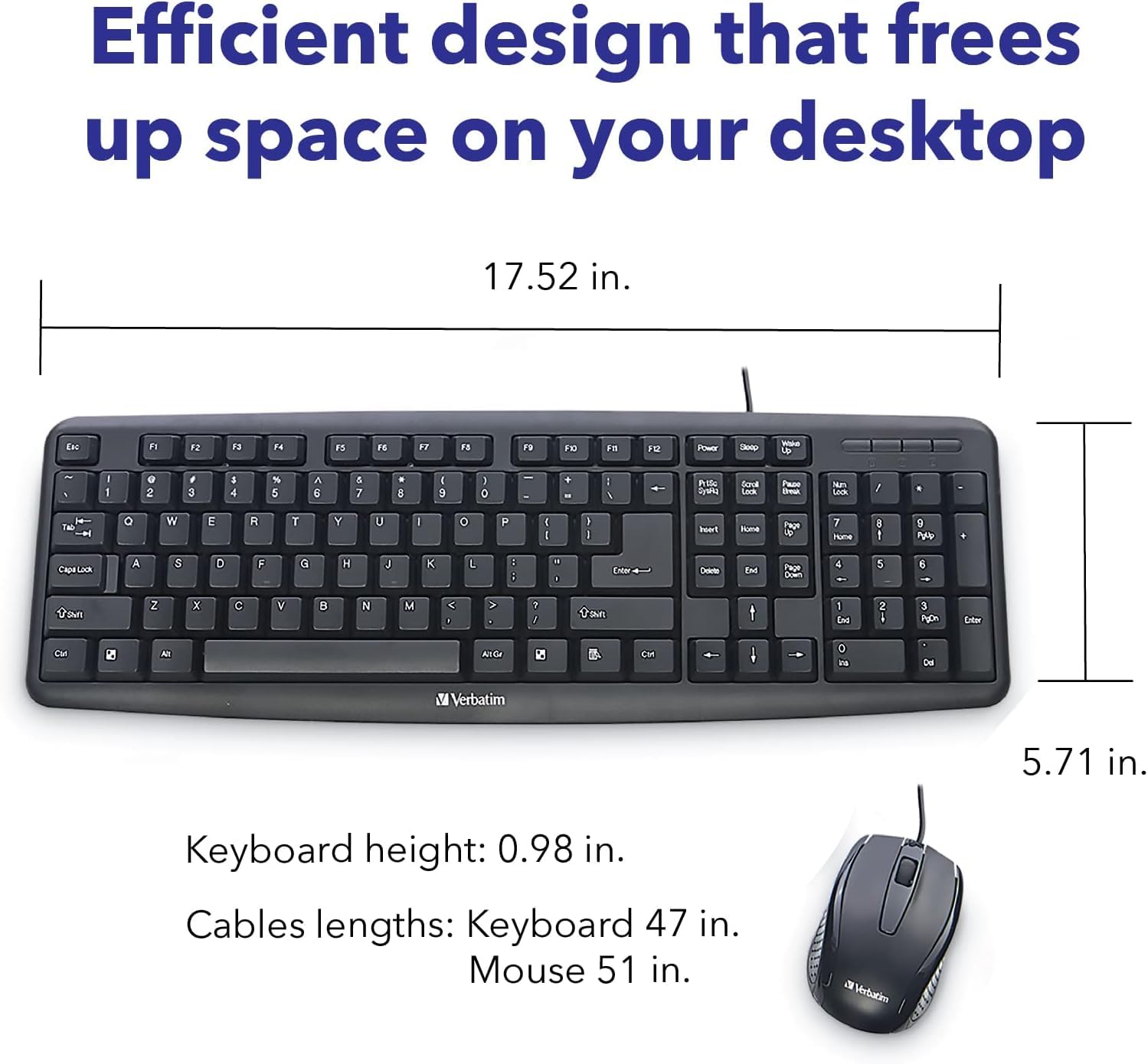 Foto 3 | Combo De Teclado Y Ratón Verbatim Slimline Usb Black - Venta Internacional.