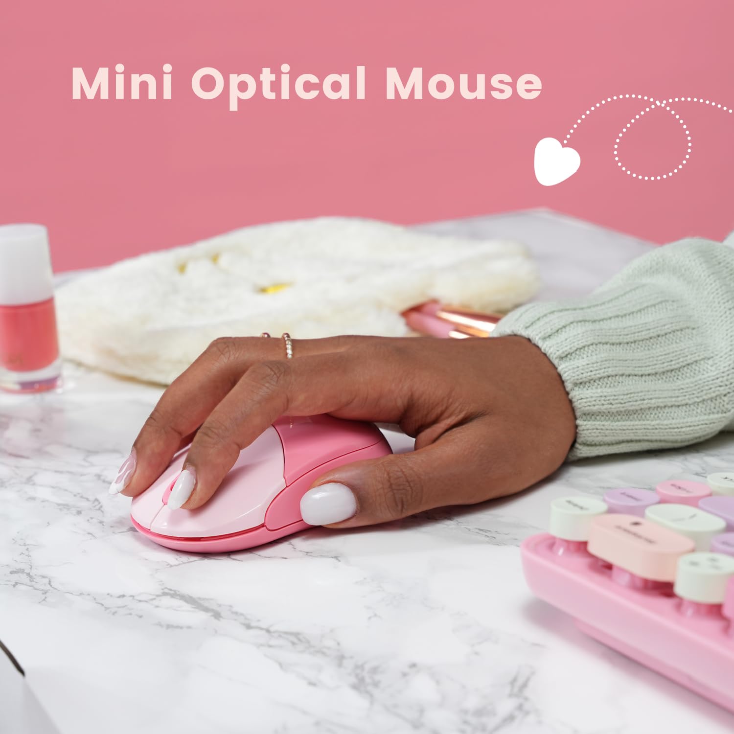 Foto 6 pulgar | Kit de Teclado y Mouse Inalámbrico Perixx Rosa-Venta Internacional