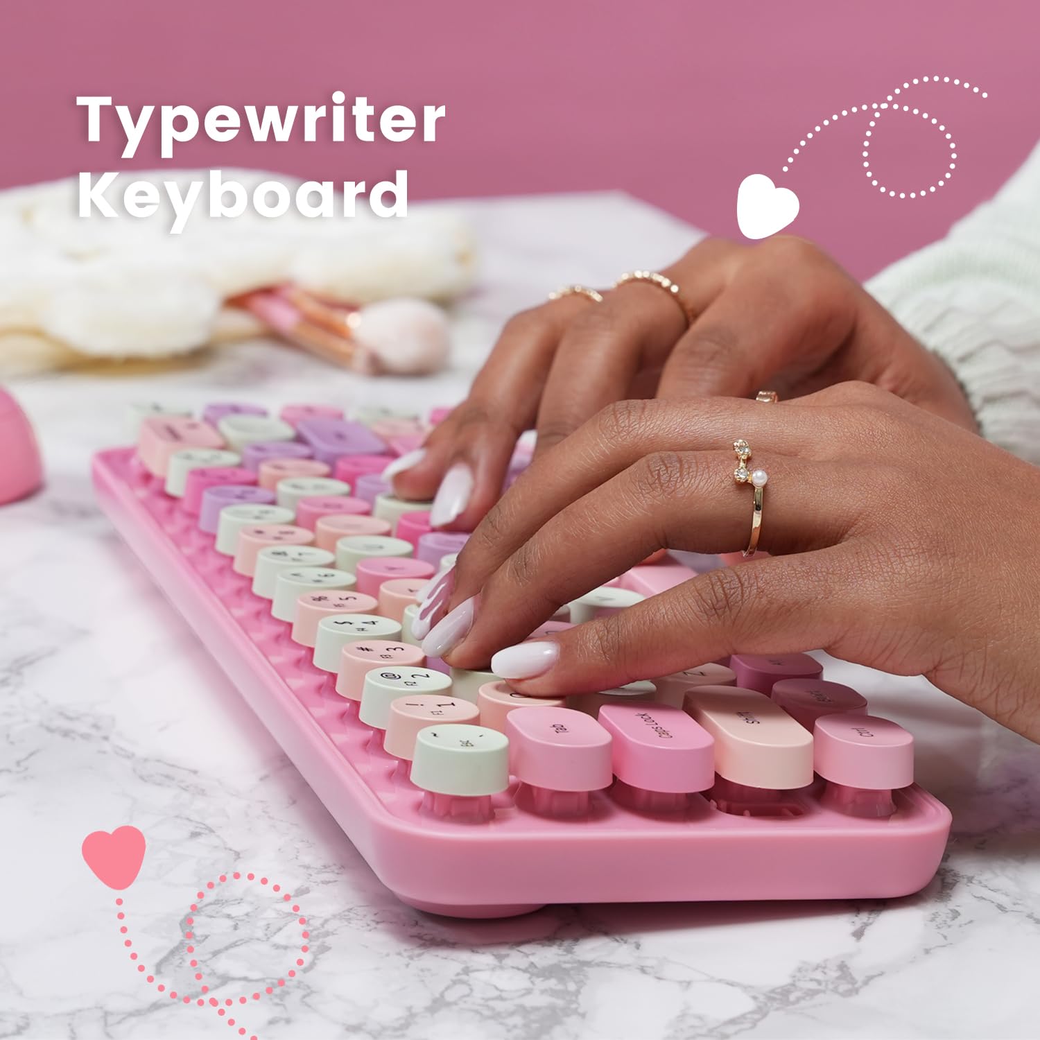 Foto 6 | Kit de Teclado y Mouse Inalámbrico Perixx Rosa-Venta Internacional