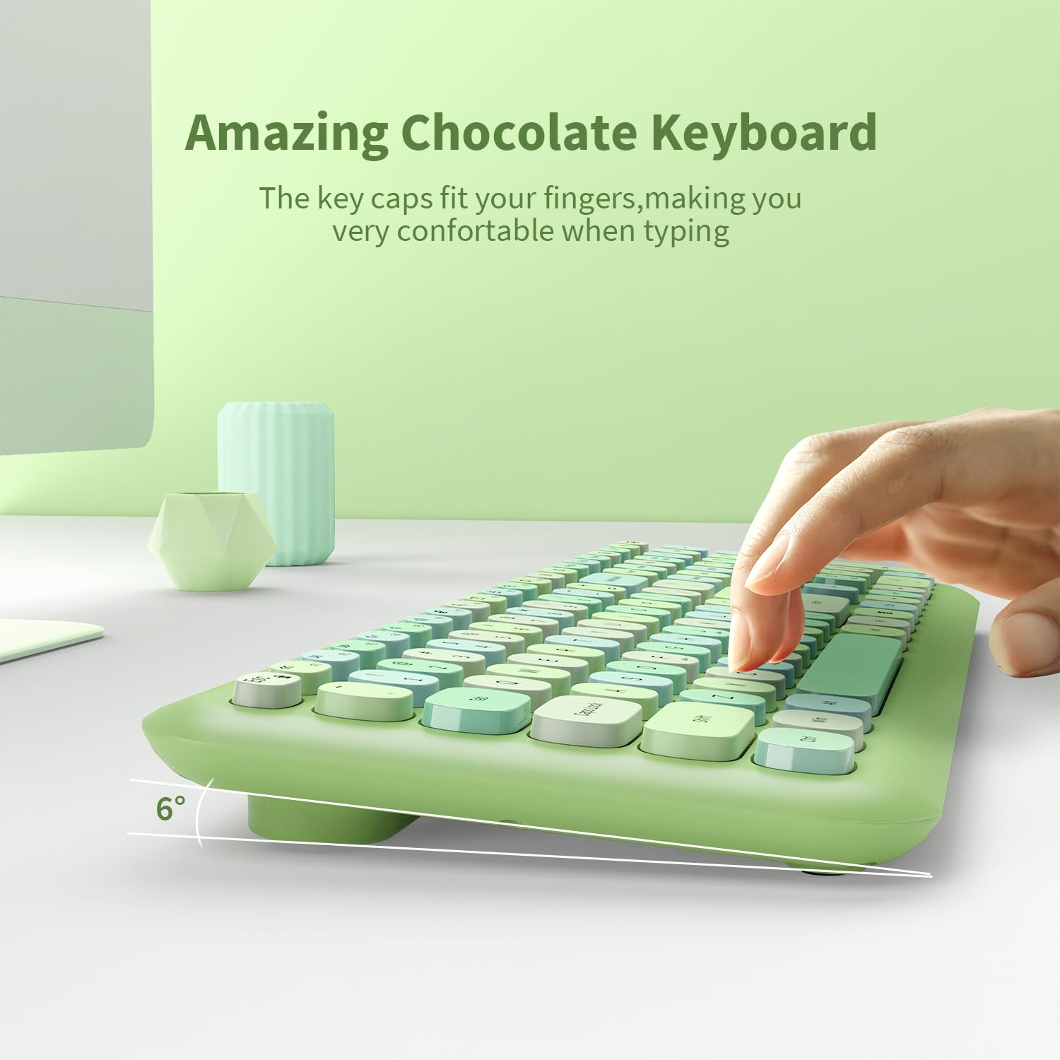 Foto 2 | Combo De Teclado Y Ratón Inalámbricos Vsplor Green Color - Venta Internacional.