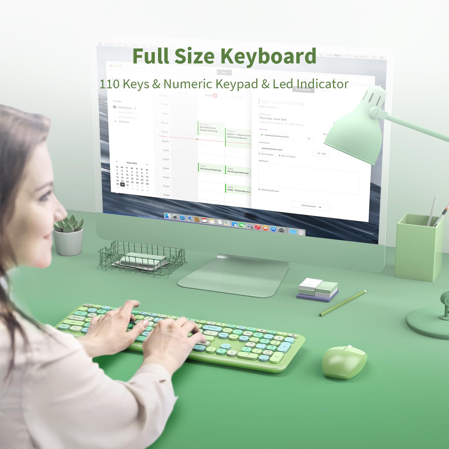 Foto 5 | Combo De Teclado Y Ratón Inalámbricos Vsplor Green Color - Venta Internacional.