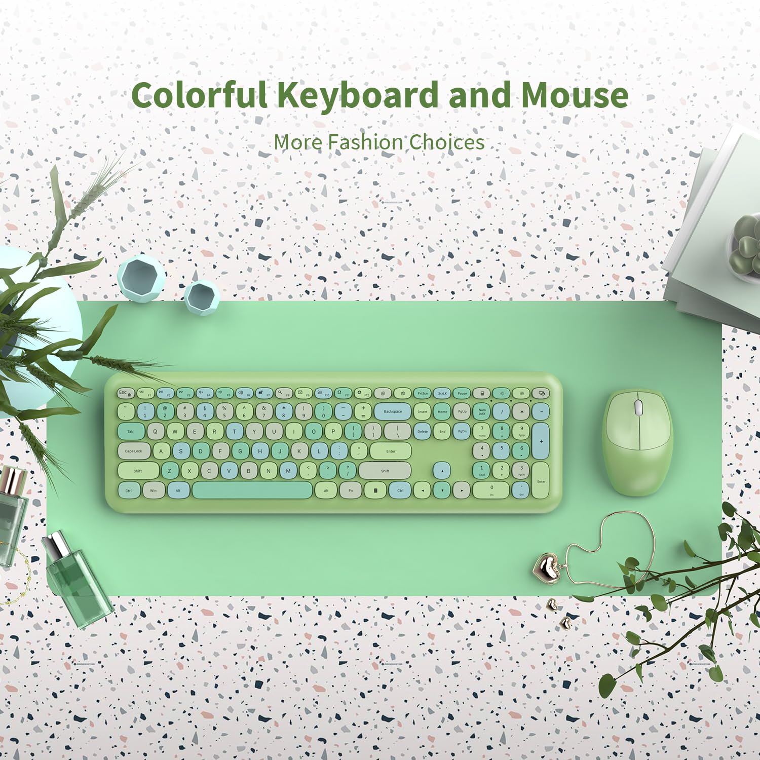 Foto 8 pulgar | Combo De Teclado Y Ratón Inalámbricos Vsplor Green Color - Venta Internacional.