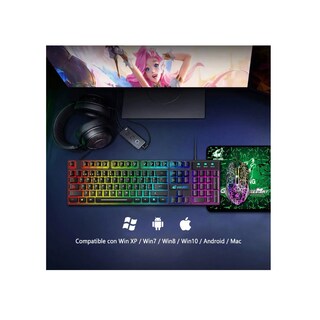 Foto 3 | Kit Teclado Malubero Mouse Gamer Retroiluminación USB Negro
