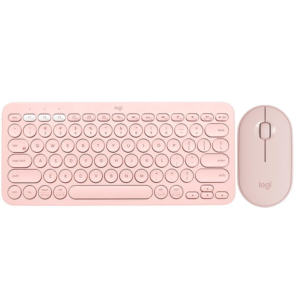 Foto 2 pulgar | Kit Teclado y Mouse Logitech K380 M350 Bluetooth color Rosa