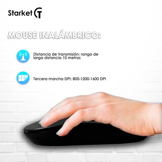 Foto 3 | Kit de Teclado y Mouse Inalámbrico Starket Sk-001 color Negro