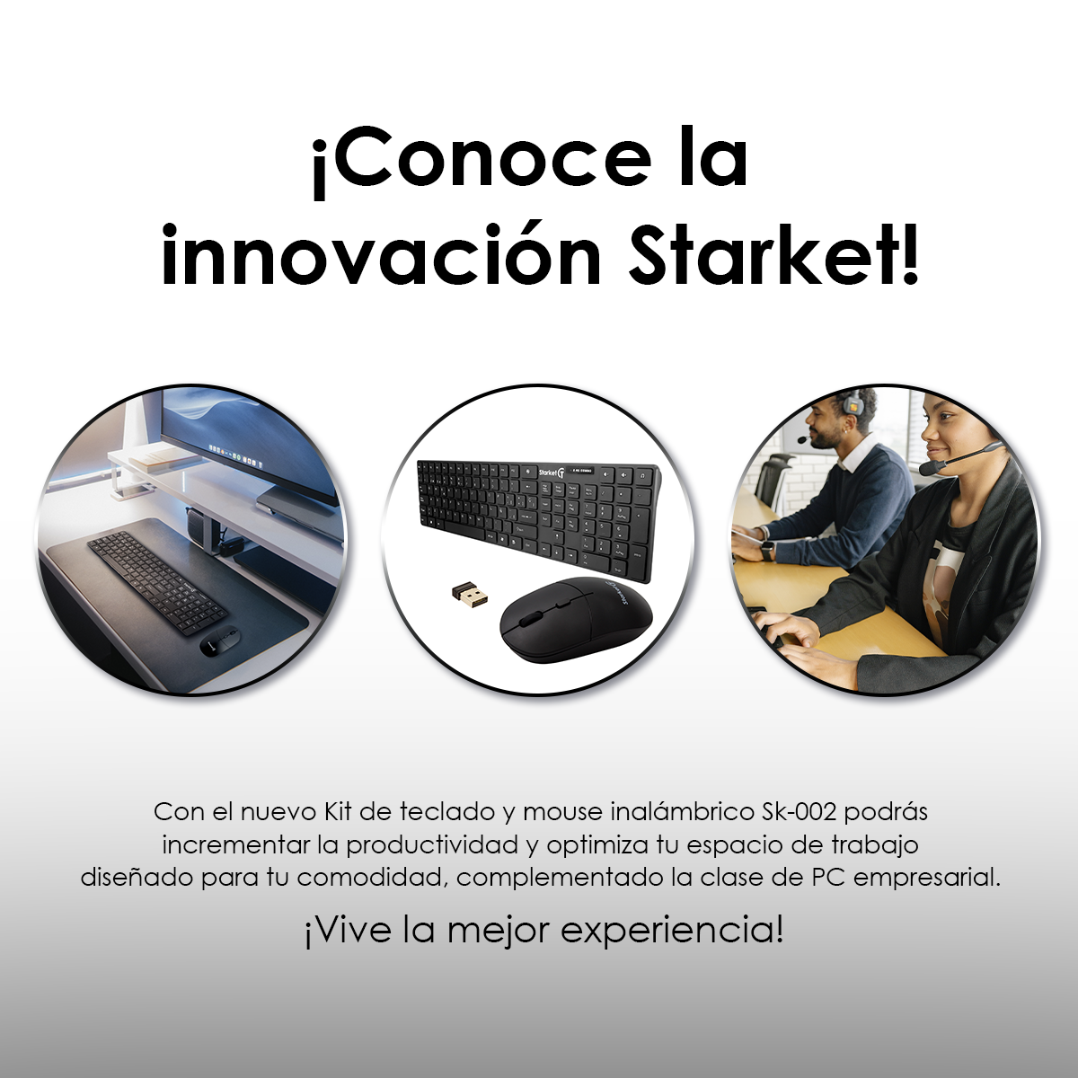 Foto 6 | Kit de Teclado y Mouse Inalámbrico Starket Sk-002 color Negro