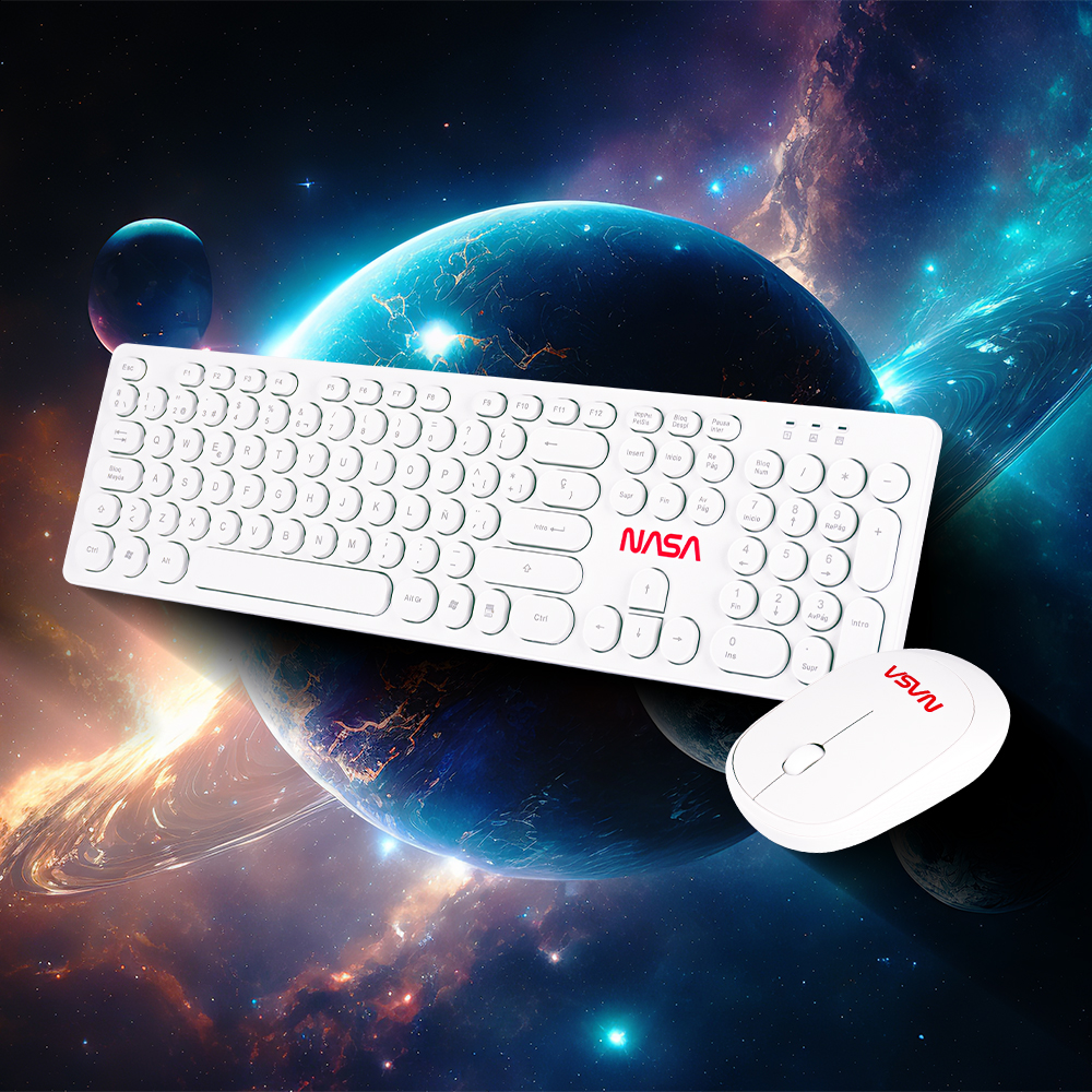 Foto 4 | Teclado y Mouse Inalámbrico Nasa Edición Cometa color Blanco