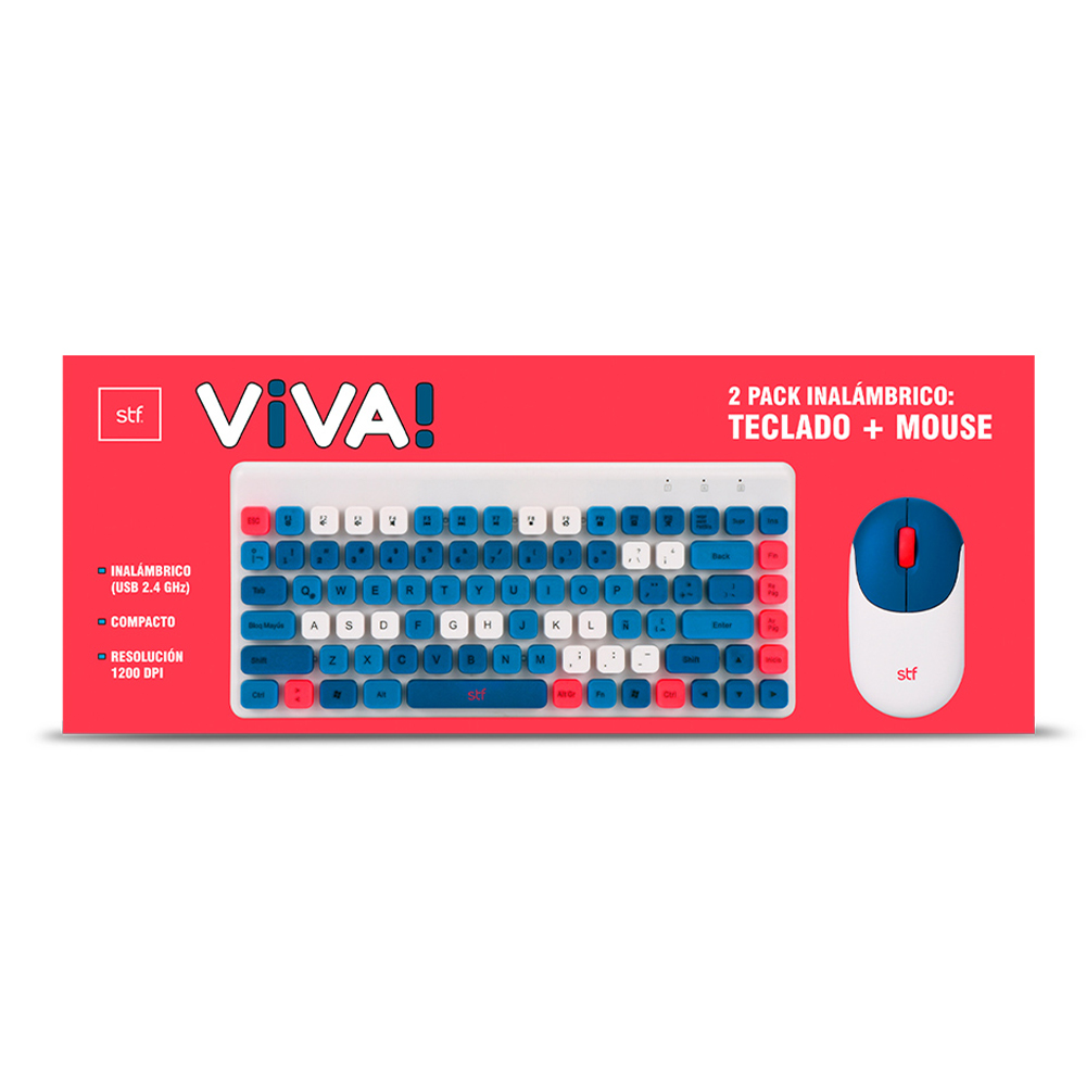 Foto 4 pulgar | Kit Teclado y Mouse para Computadora STF Viva color Azul