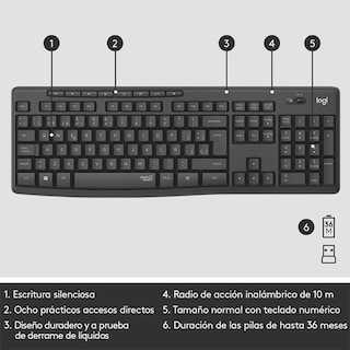 Foto 6 | Kit Logitech Mk295 Teclado Y Mouse Inalámbrico Usb 920-009792