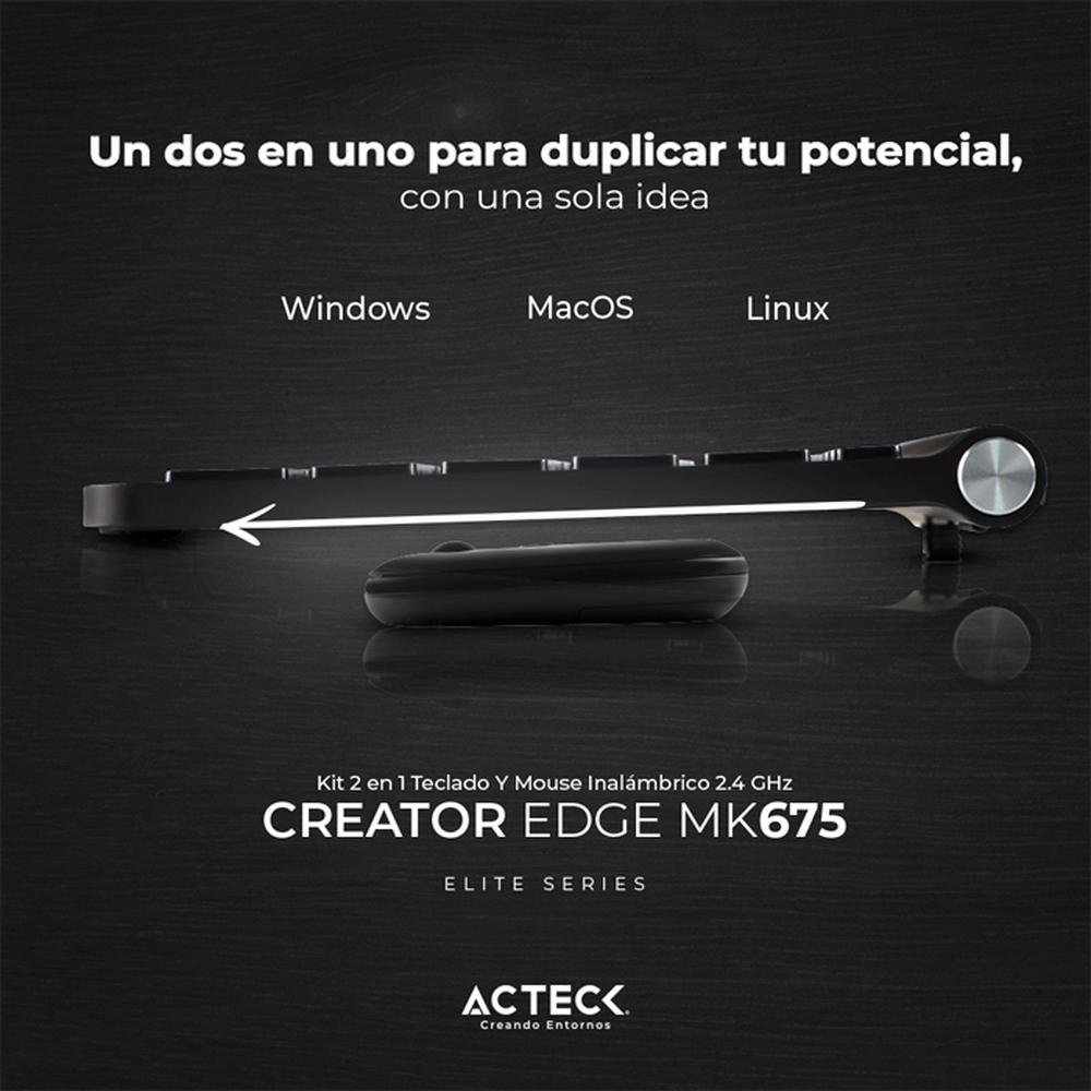 Foto 4 pulgar | Kit Teclado y Mouse Acteck Creator Inspire Edge Inalámbrico Usb 2.4ghz Ultra Delgado color Negro