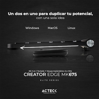 Foto 3 | Kit Teclado y Mouse Acteck Creator Inspire Edge Inalámbrico Usb 2.4ghz Ultra Delgado color Negro