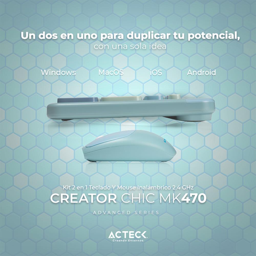 Foto 4 pulgar | Teclado y Mouse Acteck Creator Chic Colors Inalámbrico Usb 2.4ghz Delgado Azul