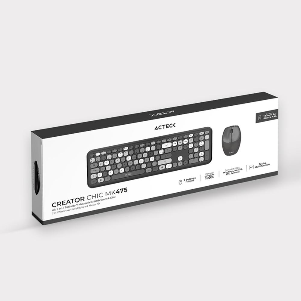 Foto 7 | Teclado y Mouse Acteck Creator Chic Colors Inalámbrico Usb 2.4ghz Delgado Gris