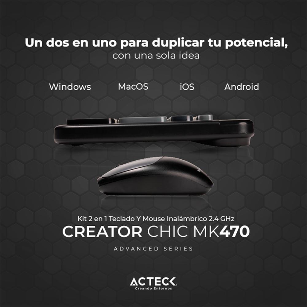 Foto 3 | Teclado y Mouse Acteck Creator Chic Colors Inalámbrico Usb 2.4ghz Delgado Gris