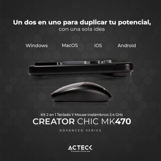 Foto 3 | Teclado y Mouse Acteck Creator Chic Colors Inalámbrico Usb 2.4ghz Delgado Gris