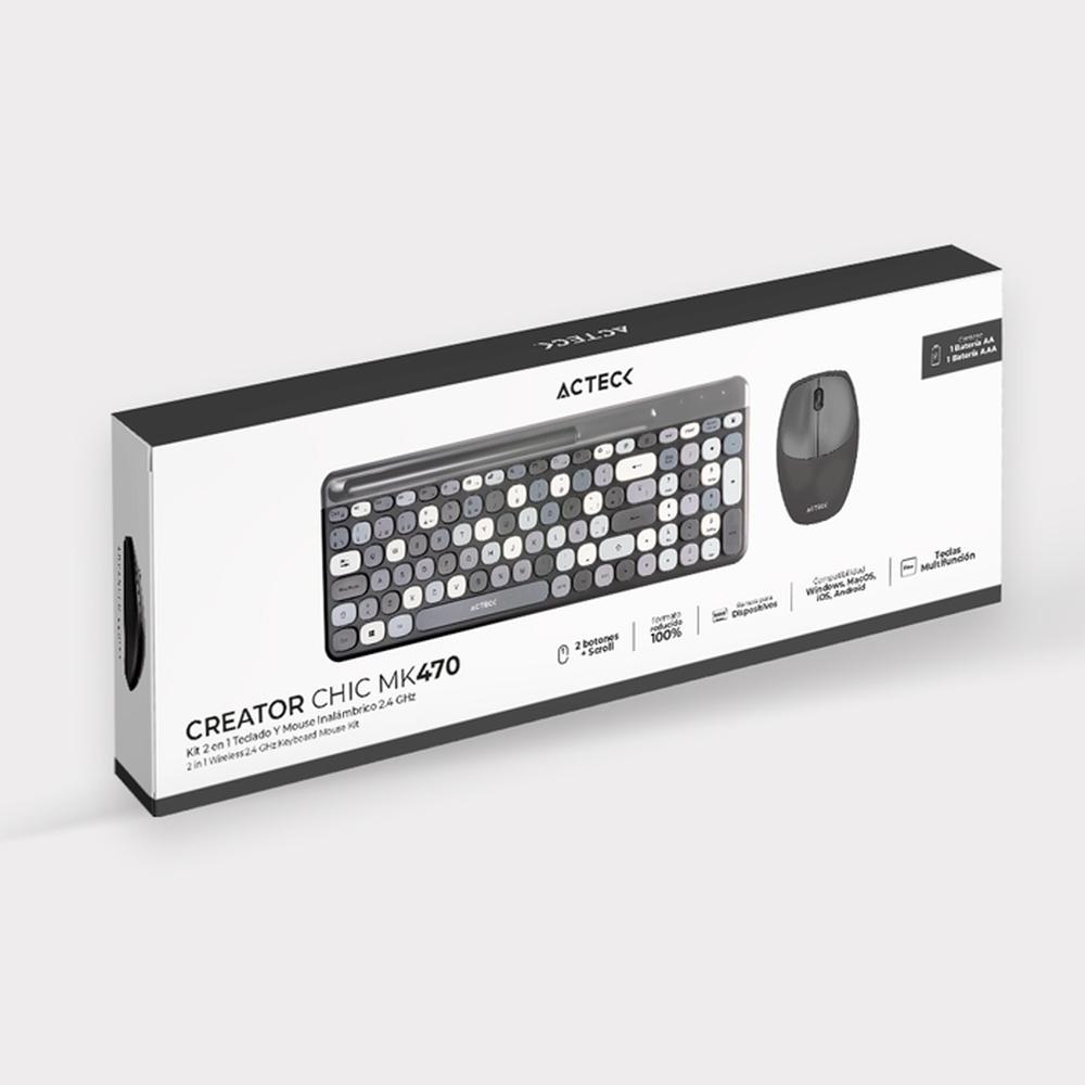 Foto 7 | Teclado y Mouse Acteck Creator Chic Colors Inalámbrico Usb 2.4ghz Delgado Gris