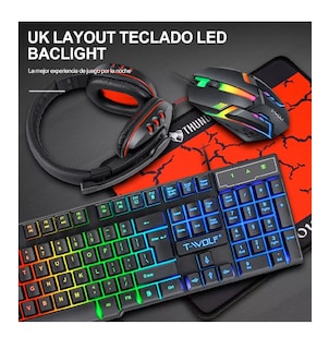 Foto 2 | Ratón y Teclado Retroiluminados Belug 4 En 1 Gamer Español
