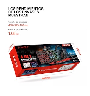 Foto 3 | Ratón y Teclado Retroiluminados Belug 4 En 1 Gamer Español