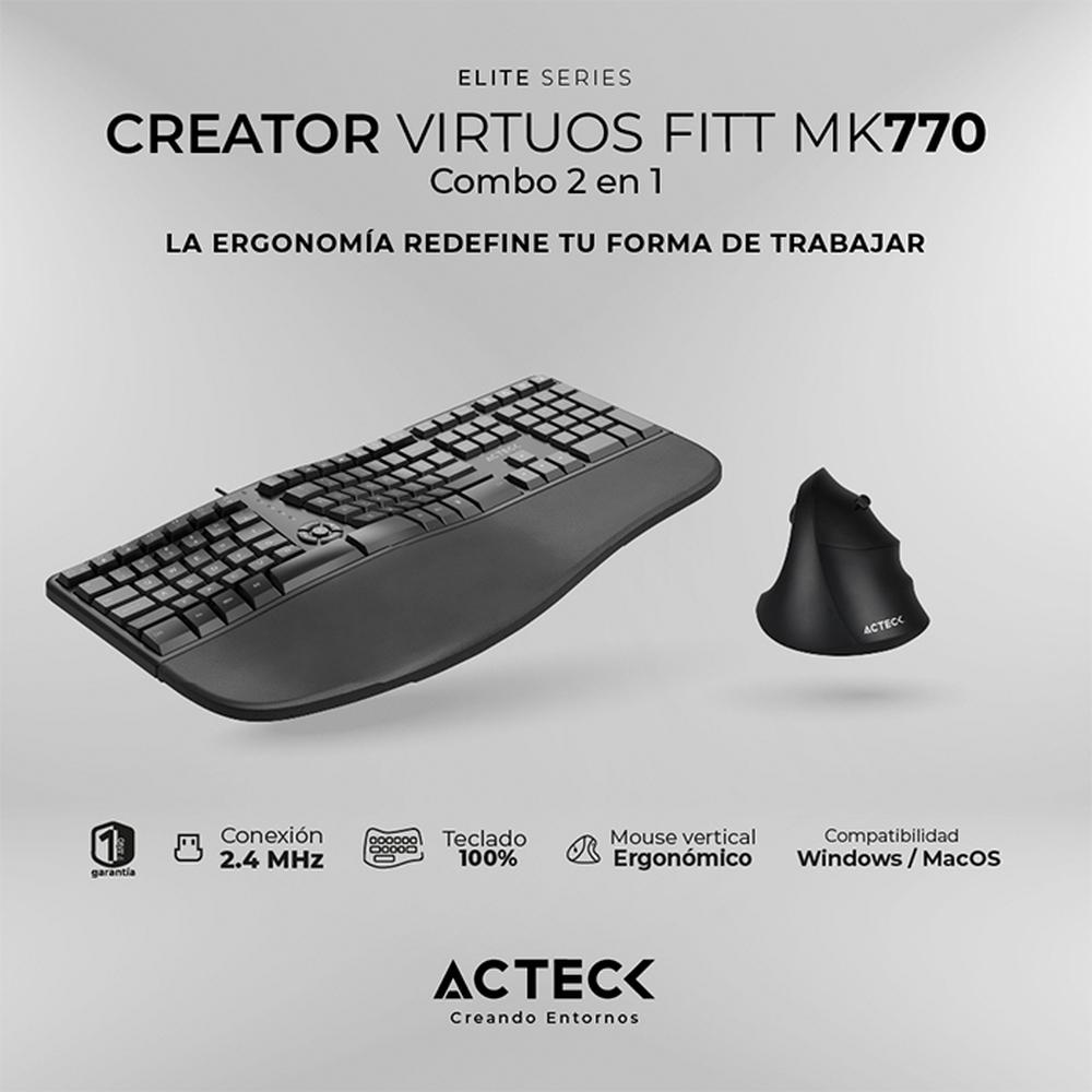 Foto 4 pulgar | Teclado con Mouse Acteck Inalámbrico color Negro 2 Piezas