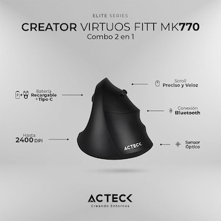 Foto 4 | Teclado con Mouse Acteck Inalámbrico color Negro 2 Piezas