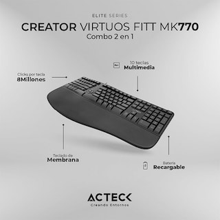 Foto 5 | Teclado con Mouse Acteck Inalámbrico color Negro 2 Piezas