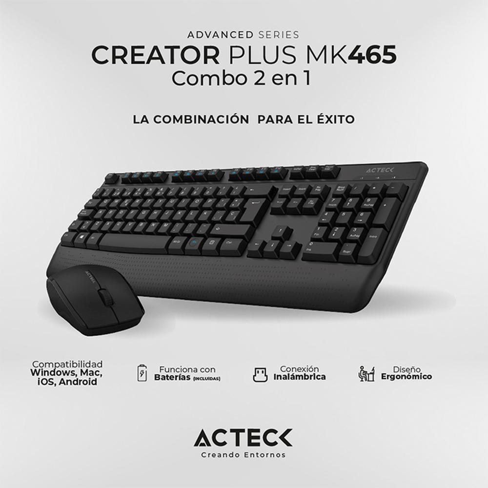 Foto 4 pulgar | Kit Teclado y Mouse Acteck Creator Plus Mk465 Inalambrico Usb Ac-936354 Color Negro