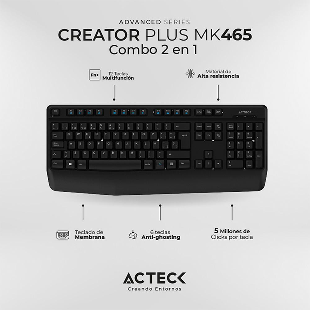 Foto 5 pulgar | Kit Teclado y Mouse Acteck Creator Plus Mk465 Inalambrico Usb Ac-936354 Color Negro