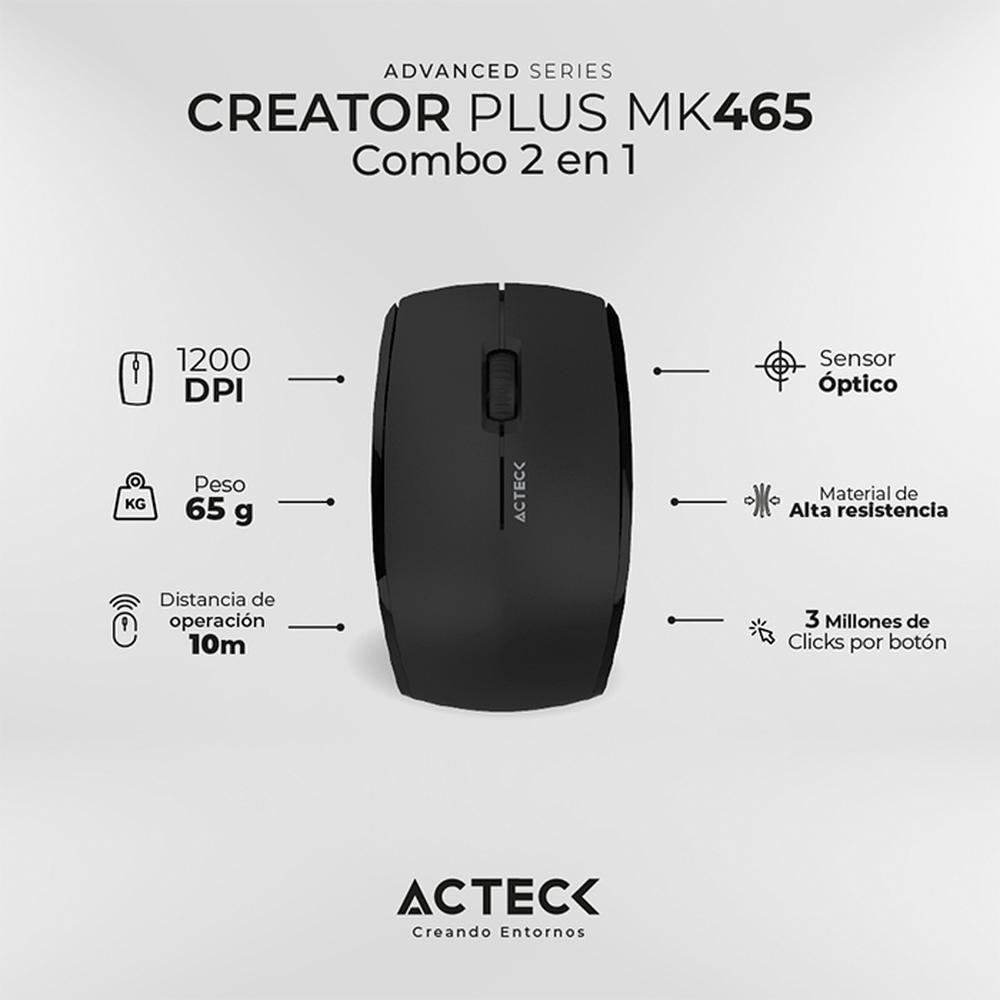 Foto 6 pulgar | Kit Teclado y Mouse Acteck Creator Plus Mk465 Inalambrico Usb Ac-936354 Color Negro