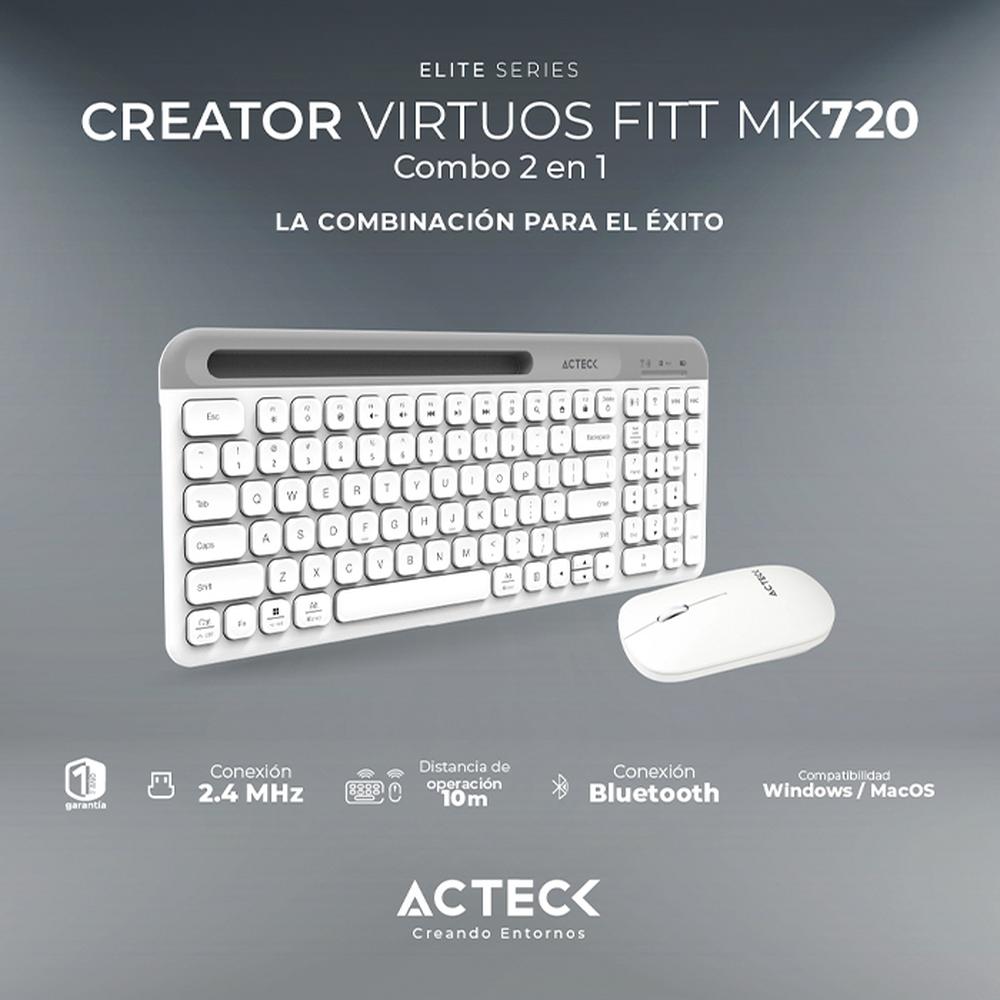 Foto 4 pulgar | Kit Teclado y Mouse Acteck Virtuos Silk Mk720 Inalambrico Usb-c Ac-936262 Color Blanco