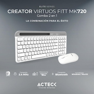 Foto 3 | Kit Teclado y Mouse Acteck Virtuos Silk Mk720 Inalambrico Usb-c Ac-936262 Color Blanco