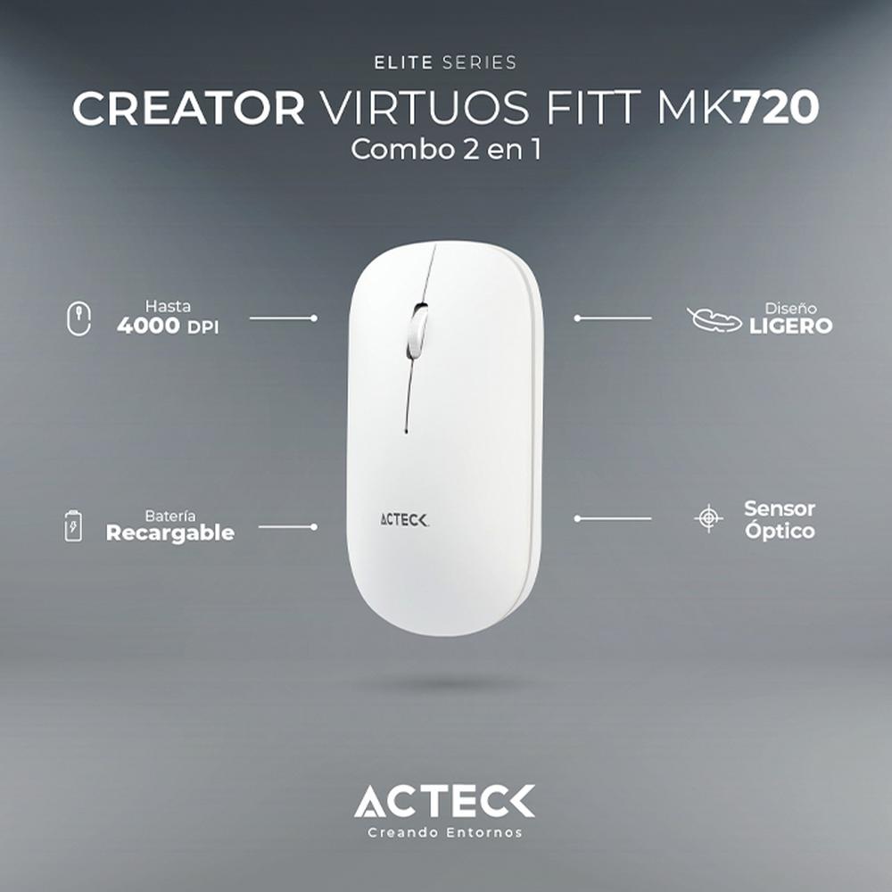 Foto 5 pulgar | Kit Teclado y Mouse Acteck Virtuos Silk Mk720 Inalambrico Usb-c Ac-936262 Color Blanco