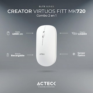 Foto 4 | Kit Teclado y Mouse Acteck Virtuos Silk Mk720 Inalambrico Usb-c Ac-936262 Color Blanco