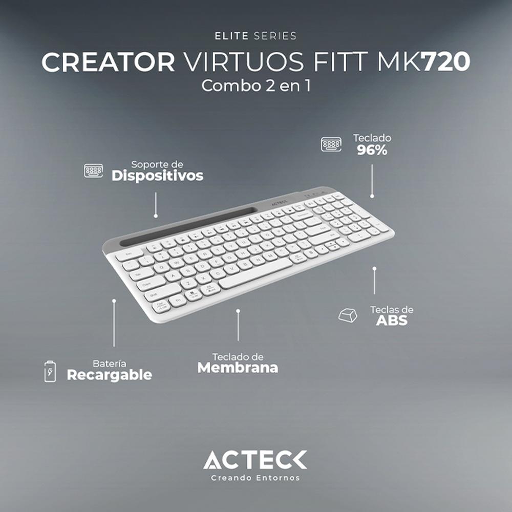 Foto 6 pulgar | Kit Teclado y Mouse Acteck Virtuos Silk Mk720 Inalambrico Usb-c Ac-936262 Color Blanco