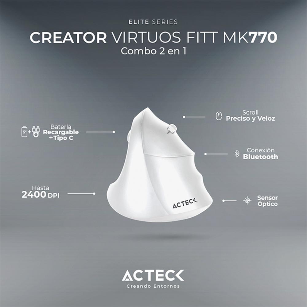 Foto 4 | Teclado con Mouse Acteck Inalámbrico color Blanco 2 Piezas