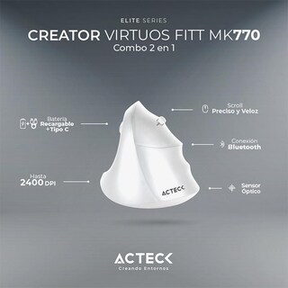 Foto 4 | Teclado con Mouse Acteck Inalámbrico color Blanco 2 Piezas