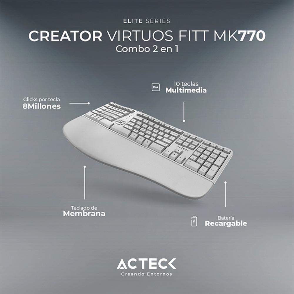 Foto 5 | Teclado con Mouse Acteck Inalámbrico color Blanco 2 Piezas