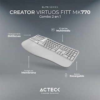 Foto 5 | Teclado con Mouse Acteck Inalámbrico color Blanco 2 Piezas