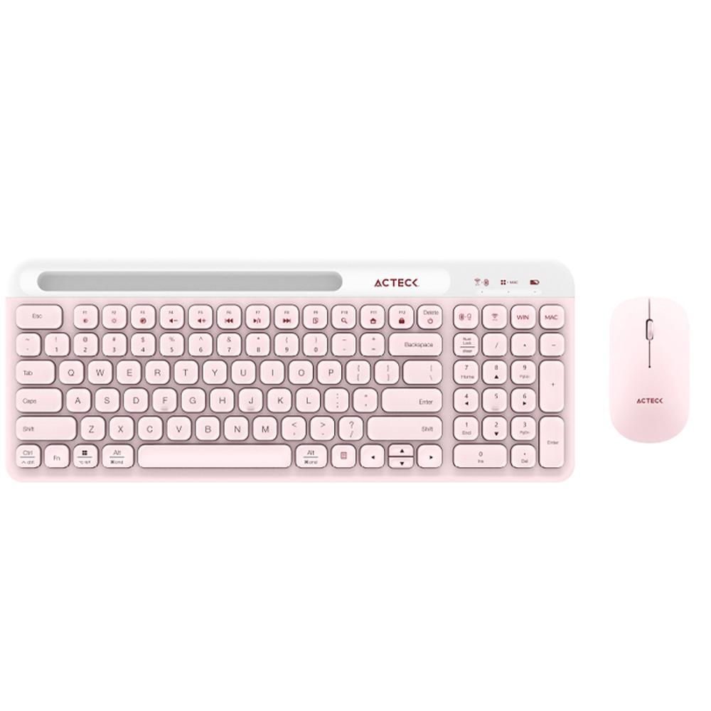 Foto 2 pulgar | Kit Teclado y Mouse Acteck Virtuos Silk Mk720 Inalambrico Usb-c Ac-936279 Color Rosa