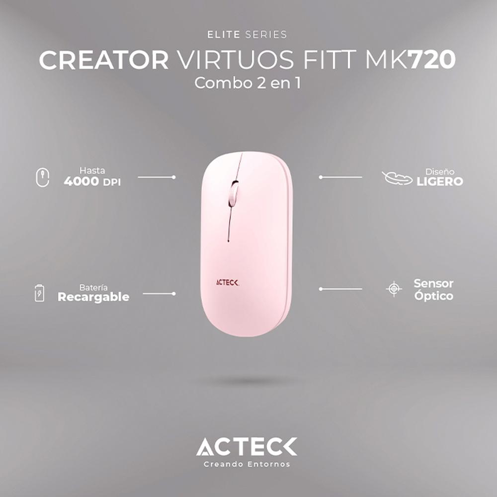 Foto 5 pulgar | Kit Teclado y Mouse Acteck Virtuos Silk Mk720 Inalambrico Usb-c Ac-936279 Color Rosa