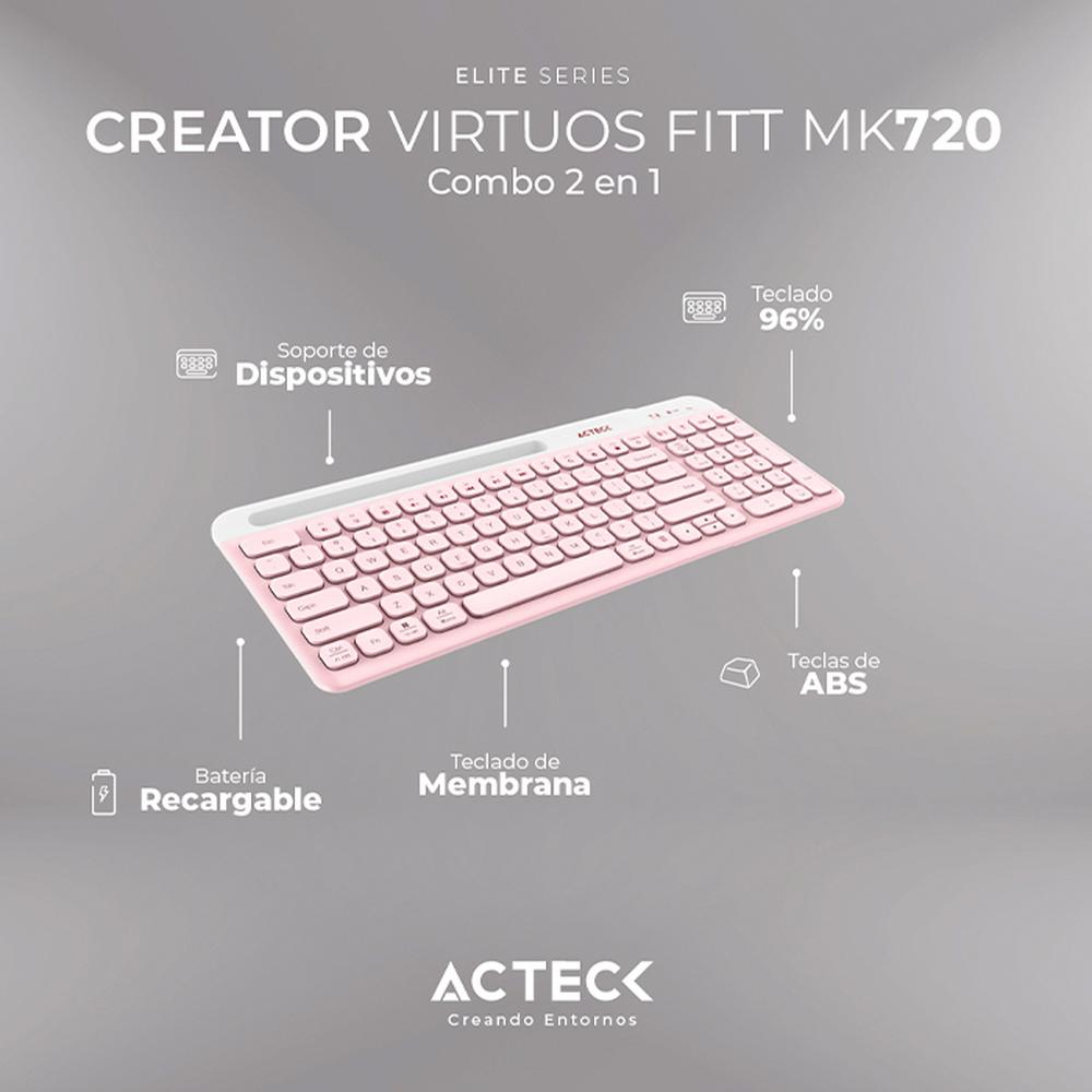 Foto 6 pulgar | Kit Teclado y Mouse Acteck Virtuos Silk Mk720 Inalambrico Usb-c Ac-936279 Color Rosa