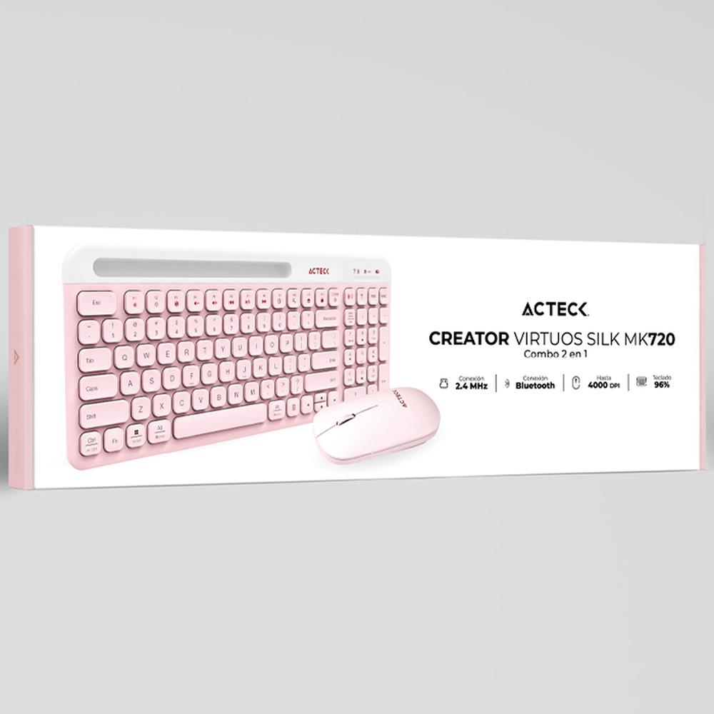 Foto 7 pulgar | Kit Teclado y Mouse Acteck Virtuos Silk Mk720 Inalambrico Usb-c Ac-936279 Color Rosa